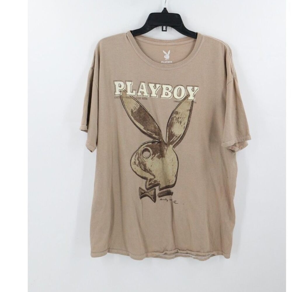 Playboy Magazine Andy Warhol Graphic Print T-Shirt Size Large 100% Cotton